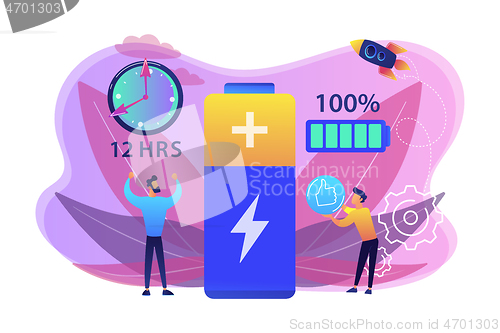 Image of Battery runtime concept vector illustration.