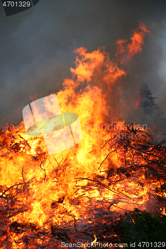 Image of Detail of flames in an outdoor fire in Denmark