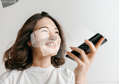 Image of New technology of face recognition on polygonal grid