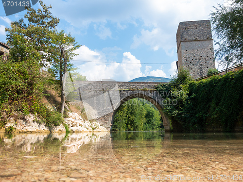 Image of old stone bridge at Frasassi Marche Italy