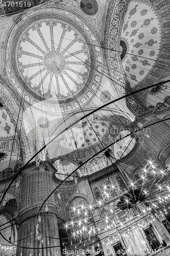 Image of Interior of the Sultanahmet Blue Mosque in Istanbul, Turkey.