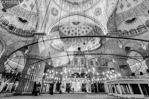 Image of Interior of the Sultanahmet Blue Mosque in Istanbul, Turkey.