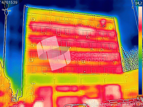 Image of Detecting Heat Loss Outside building Using Infrared Thermal Came