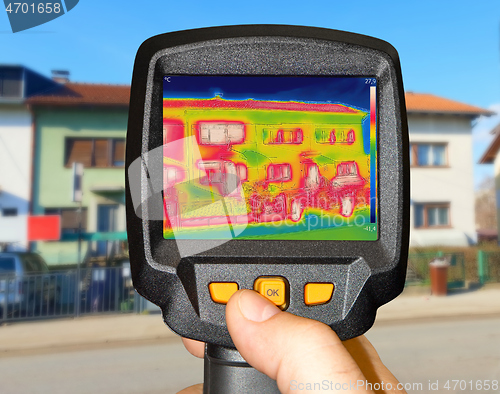 Image of Recording Heat Loss at the family house, use Thermal Camera 