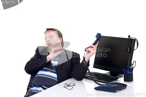 Image of Businessman on desk 