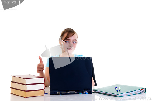 Image of Teenager girl on desk
