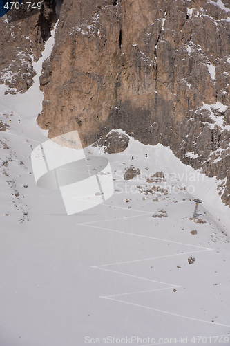 Image of touring ski tracks in snow