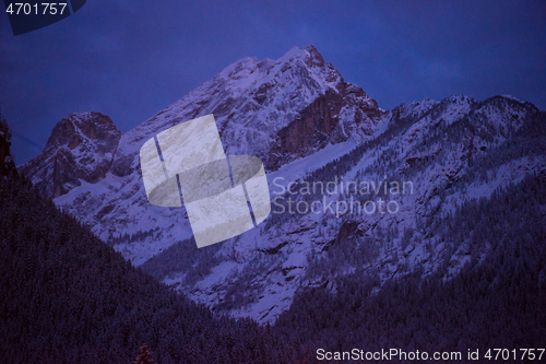 Image of mountain village in alps  at night