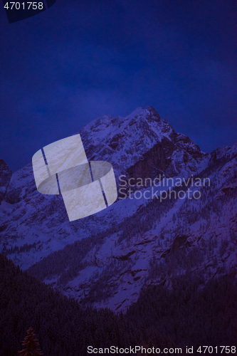 Image of mountain village in alps  at night