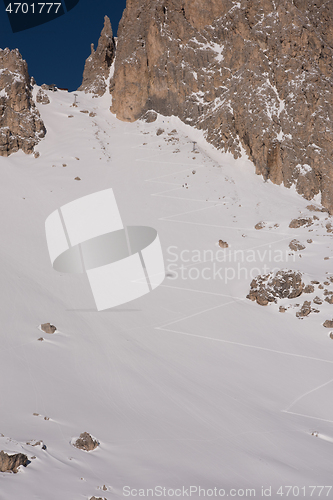 Image of touring ski tracks in snow