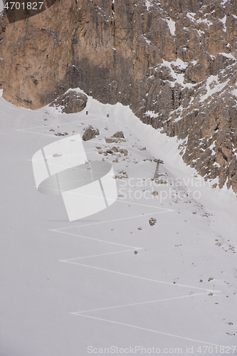 Image of touring ski tracks in snow