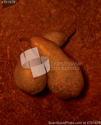 Image of two pears cuddling