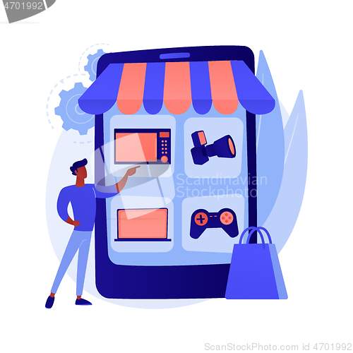 Image of Online flea market abstract concept vector illustration.