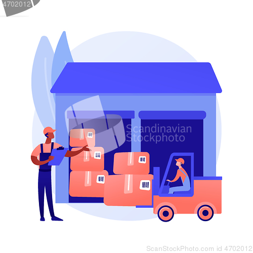 Image of Warehouse logistics abstract concept vector illustration.