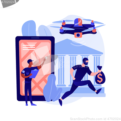 Image of Law enforcement drones abstract concept vector illustration.