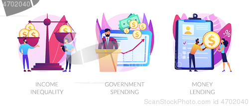 Image of Money distribution abstract concept vector illustrations.