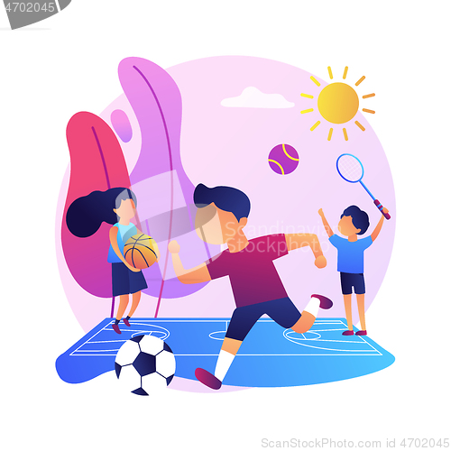 Image of Sport summer camp abstract concept vector illustration.