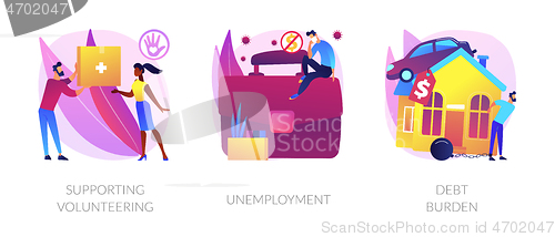 Image of Socio-economic outbreak impact abstract concept vector illustrations.