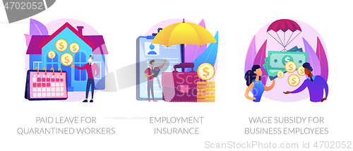 Image of Governmental support for quarantined worker abstract concept vector illustrations.