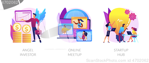 Image of Business startup and communication abstract concept vector illustrations.