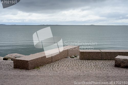 Image of granite embankment of the Baltic Sea in Helsinki, Finland