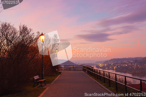 Image of Very early morning in the Vysehrad park., Prague, Czech Republic