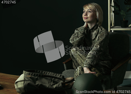 Image of Portrait of young female soldier