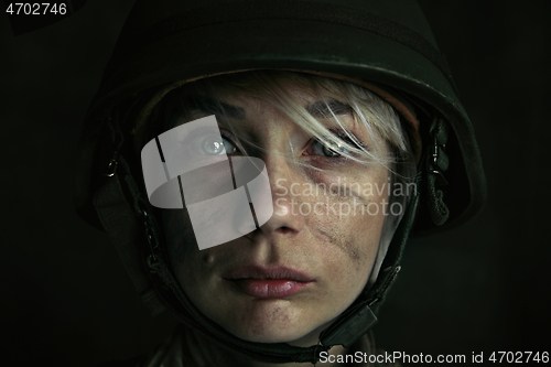 Image of Portrait of young female soldier