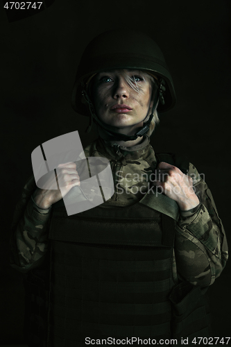 Image of Portrait of young female soldier