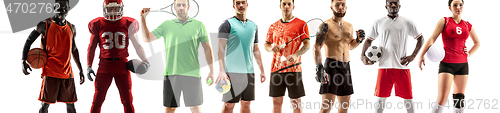 Image of Sport collage about female athletes or players. The tennis, running, badminton, volleyball.