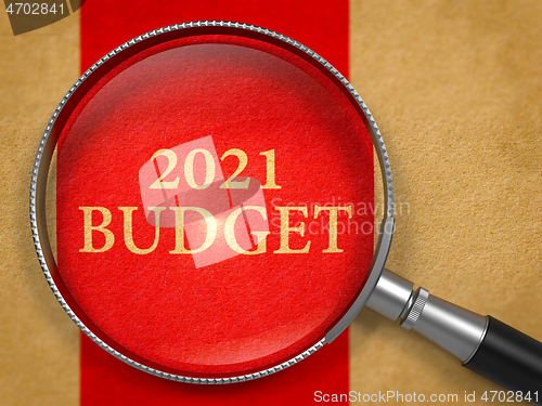 Image of 2021 Budget Concept through Magnifier.