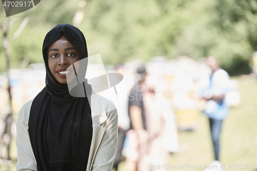 Image of african muslim business woman portrait