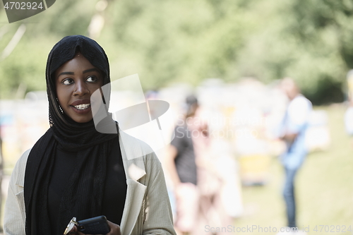 Image of african muslim business woman portrait