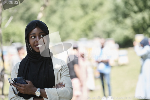 Image of african muslim business woman portrait