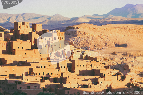 Image of Old desert fortified city of Ait Benhaddou, Ouarzazate, Morocco.