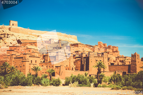 Image of Old desert fortified city of Ait Benhaddou, Ouarzazate, Morocco.