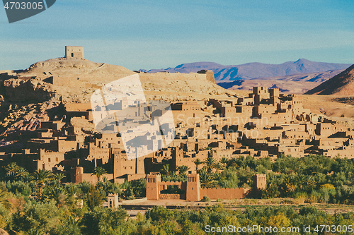 Image of Old desert fortified city of Ait Benhaddou, Ouarzazate, Morocco.