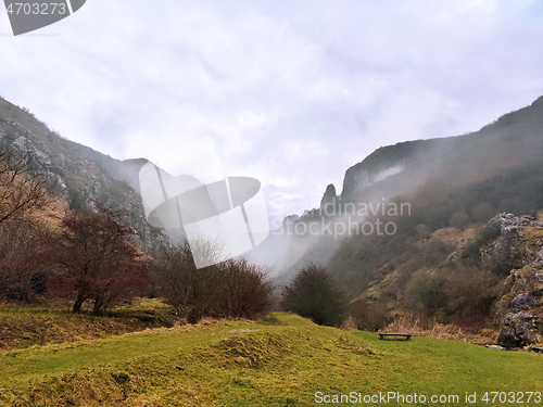 Image of Cheile Turzii viewed in a foggy day