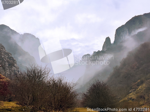 Image of Turzii gorges in a misty day