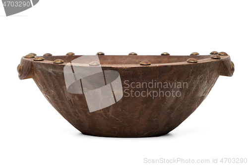 Image of Empty brown wooden bowl
