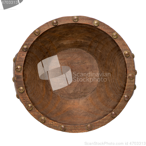 Image of Empty brown wooden bowl