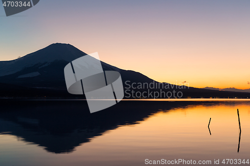 Image of Mt. Fuji and lake yamanaka at sunset