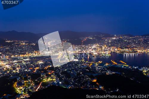 Image of Japanese Nagasaki skyline at night