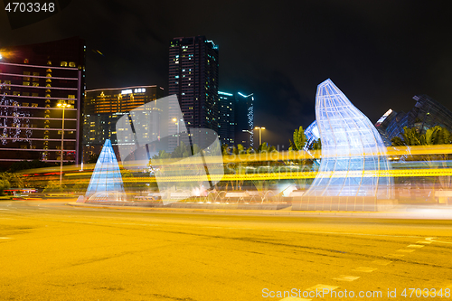 Image of Macau cityscape and traffic trail