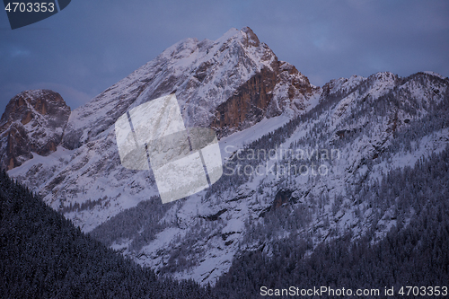 Image of mountain village in alps  at night