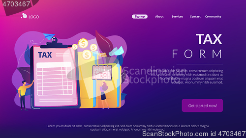 Image of Tax form concept landing page.