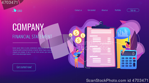 Image of Income statement concept landing page.