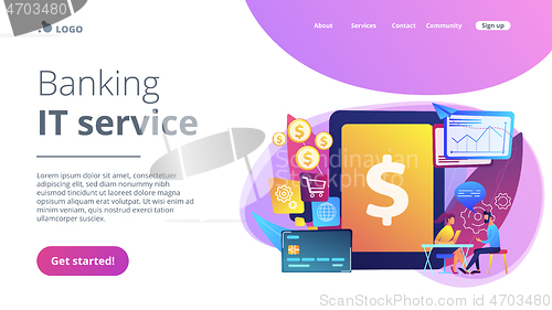 Image of Core banking IT system concept landing page.