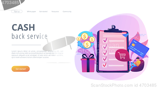 Image of Cash back concept landing page.