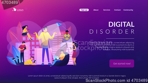 Image of Smartphone addiction concept landing page.